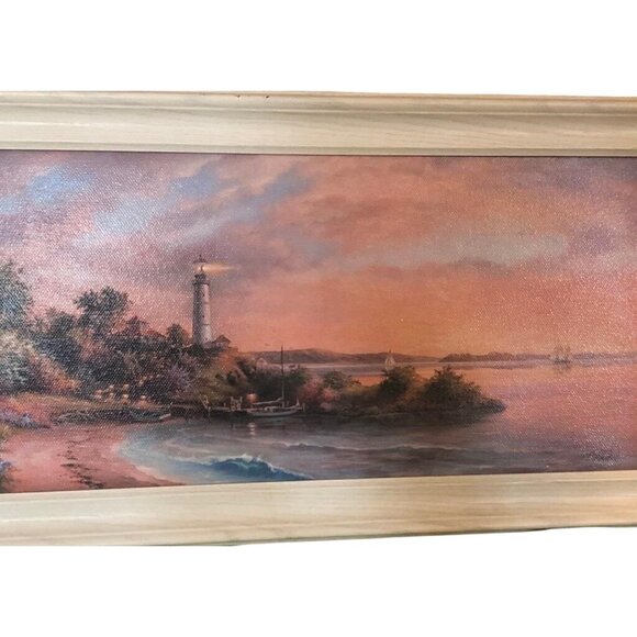 Klaus Strubel Cape Paradise Signed Framed Acrylic Canvas Coastal Landscape 27X16 - Picture 2 of 9